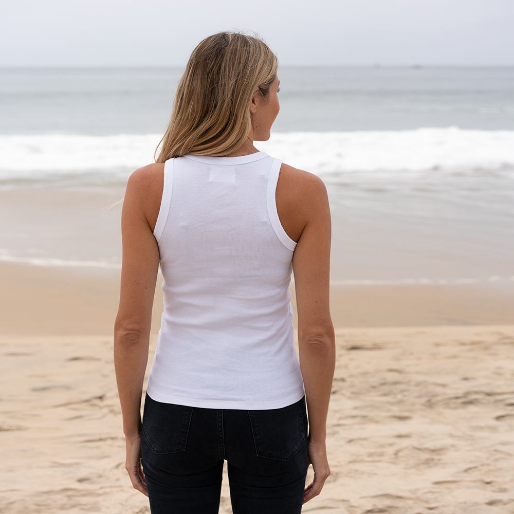 #color_white Womens Sleeveless Tank Top back