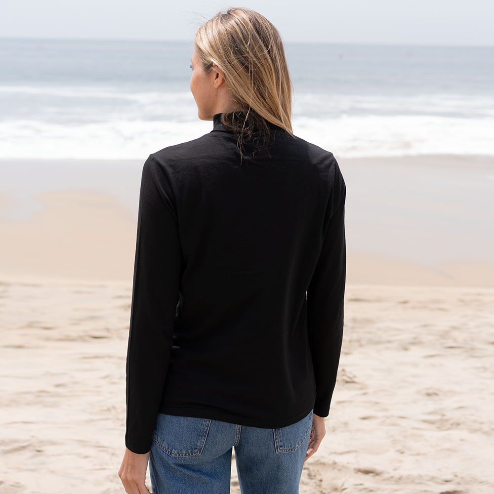 #color_black Womens Long Sleeve Turtle Neck back