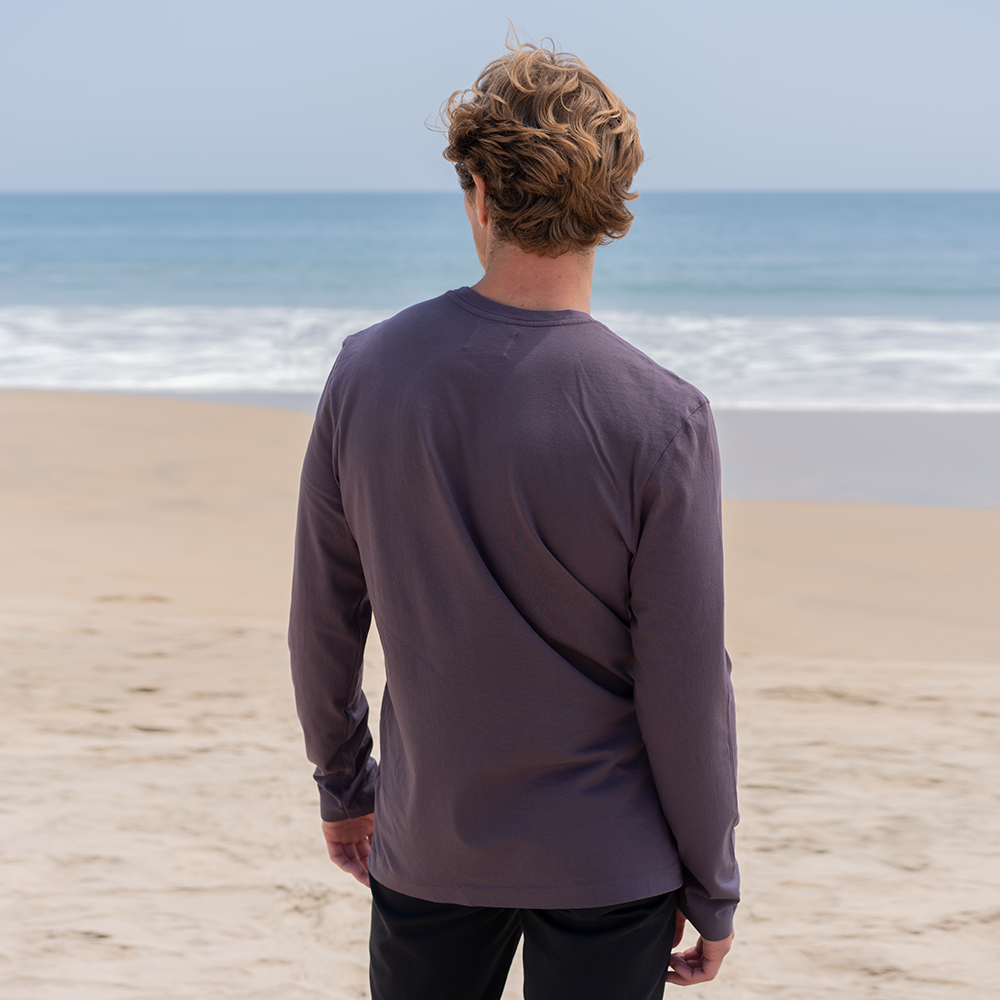 #color_faded-purple organic long sleeve cotton t-shirt Back