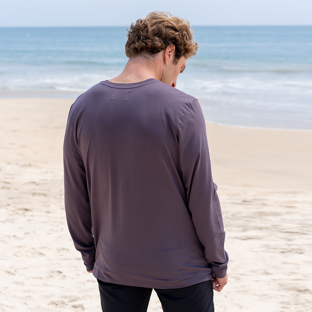 #color_faded-purple organic cotton Long sleeve V-Neck t-shirt Back