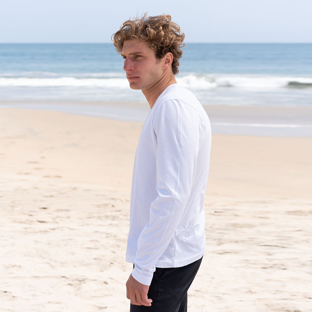 #color_white organic cotton Long sleeve V-Neck t-shirt Side