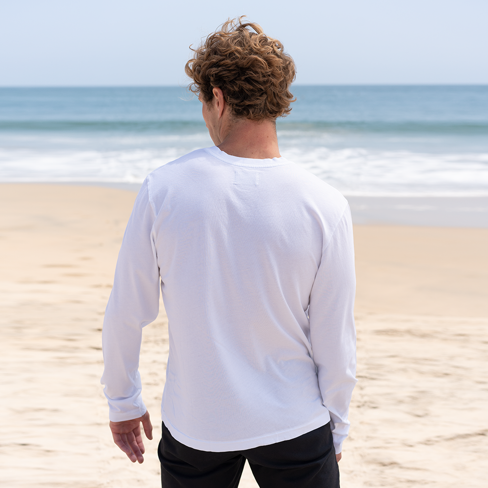 #color_white organic cotton Long sleeve V-Neck t-shirt Back