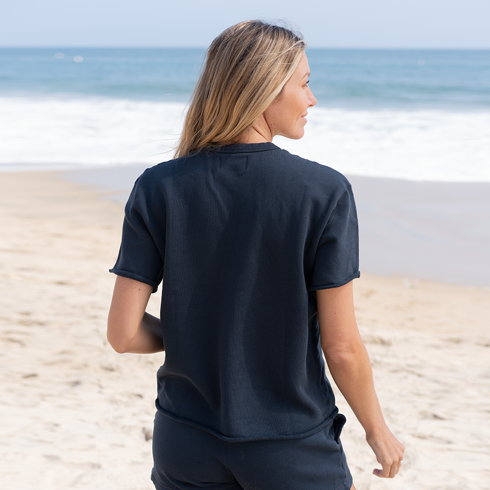 #color_navy-blue Unisex French Terry Box Tee Back