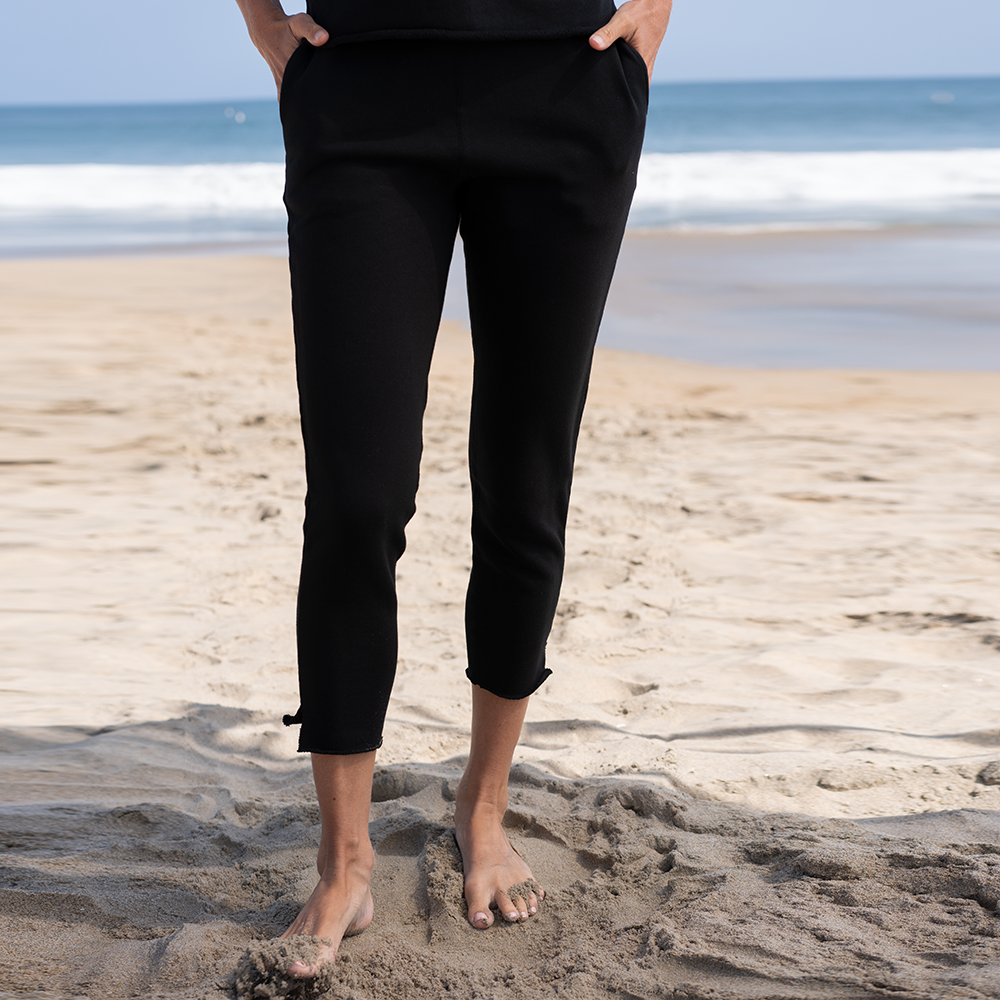 #color_black Womens French Terry Track Pant close-view