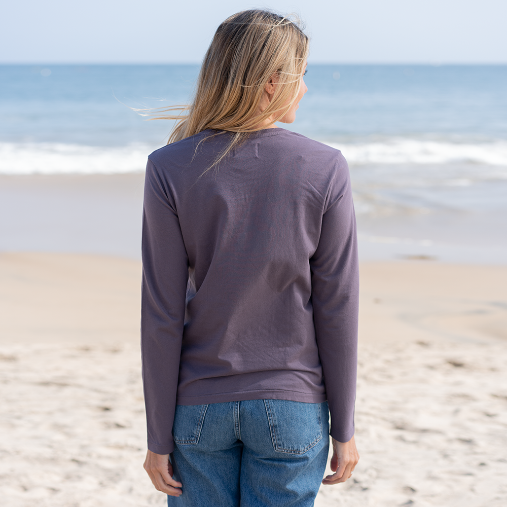 #color_faded-purple organic cotton Long Sleeve crewneck t-shirt  -back