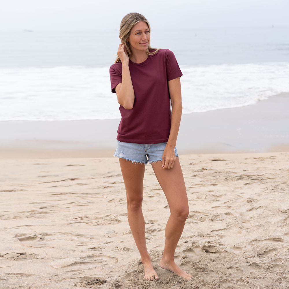 #color_burgundy organic cotton t-shirt full-view