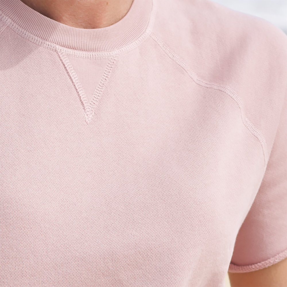 #color_blush Womens French Terry Raglan Tee close view